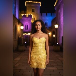 Vintage 80’s yellow subtle ombré party dress.